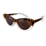 Small Animal Print and Ivory Coloured Cat Eye Style Sunglasses w/ Hazel Lenses
