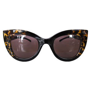 Large Cat Eye Black Coloured Sunglasses w/ Brown Lenses