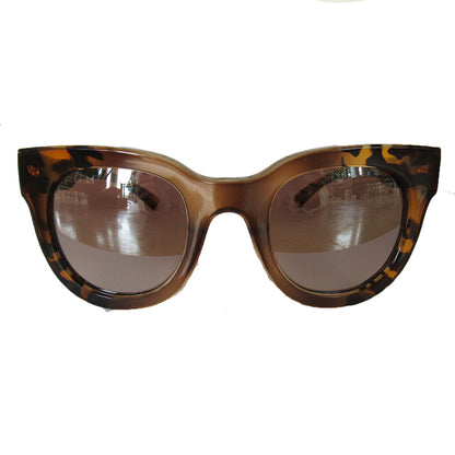 Square Turtle Print and Honey Coloured Sunglasses w/ Silver Mirrored Lenses