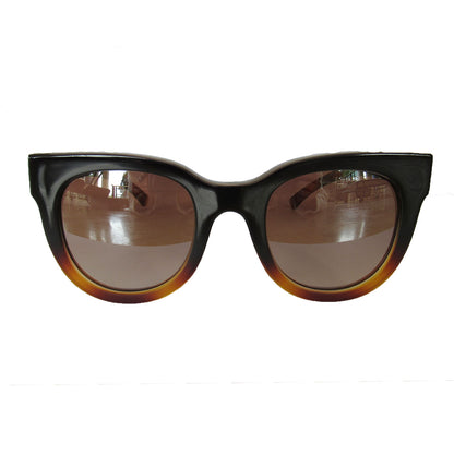 Small Square Black and Caramel Coloured Sunglasses w/ Silver Mirrored Lenses