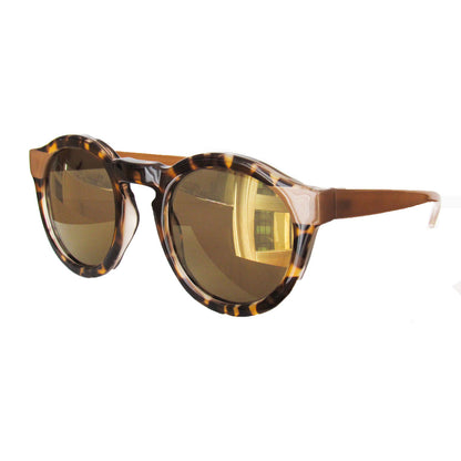 Round Animal Print Medium Sized Sunglasses w/ Golden Lenses
