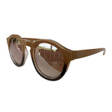 Round Nude and Brown Coloured Sunglasses w/ Silver Mirrored Lenses
