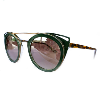 Round Green Coloured Suglasses w/ Cat Eye Detail