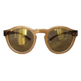 Round Nude Coloured Sunglasses w/ Turtle Print Arms and Golden Lenses