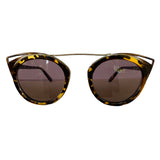 Round Turtle Print Suglasses w/ Cat Eye Honey Coloured Detail and Brown Lenses
