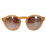 Round Nude Coloured Sunglasses w/ Silver Mirrored Lenses