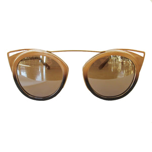 Round Nude and Brown Coloured Sunglasses w/ Cat Eye Detail
