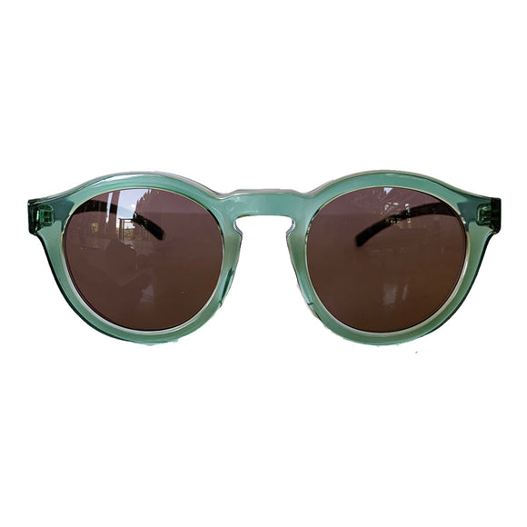 Round Light Green Coloured Sunglasses w/ Hazel Lenses