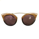 Round Nude and Brown Coloured Sunglasses w/ Cat Eye Detail and Brown Lenses