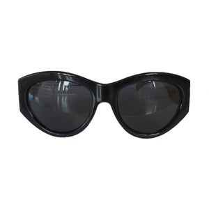 Mask Style Black Coloured Sunglasses w/ Wooden Pattern Arms and Black Lenses