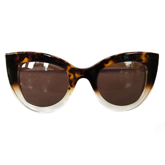 Cat Eye Turtle Print and Transparent Coloured Sunglasses  w/ Brown Lenses