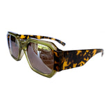 Retangular Green Coloured Sunglasses w/ Silver Mirrored Lenses