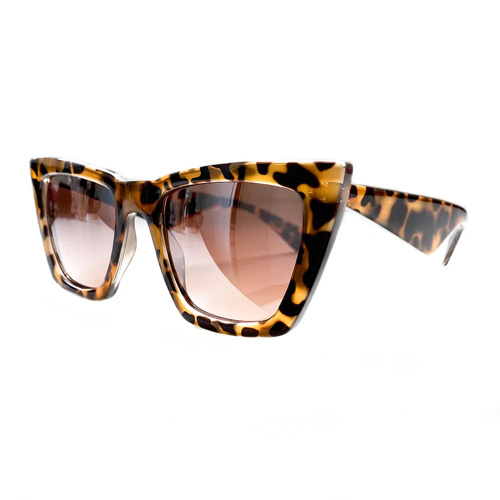 I Believe Collection - Turtle Print Sunglasses w/ Silver Mirrored Lenses