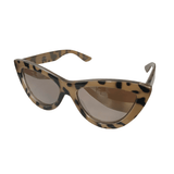 Belle Collection - Animal Print Cat Eye Sunglasses w/ Silver Mirrored Lenses