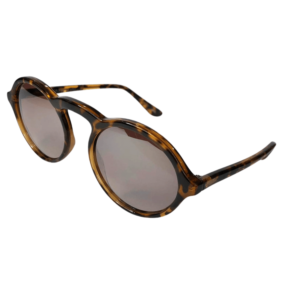 Belle Collection - New Round Animal Print Sunglasses w/ Silver Mirrored Lenses
