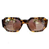Rectangular Turtle Print Sunglasses w/ Silver Mirrored Lenses