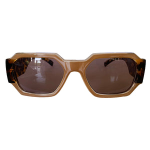 Rectangular Nude Coloured Sunglasses w/ Brown Lenses