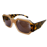 Rectangular Nude Coloured Sunglasses w/ Brown Lenses