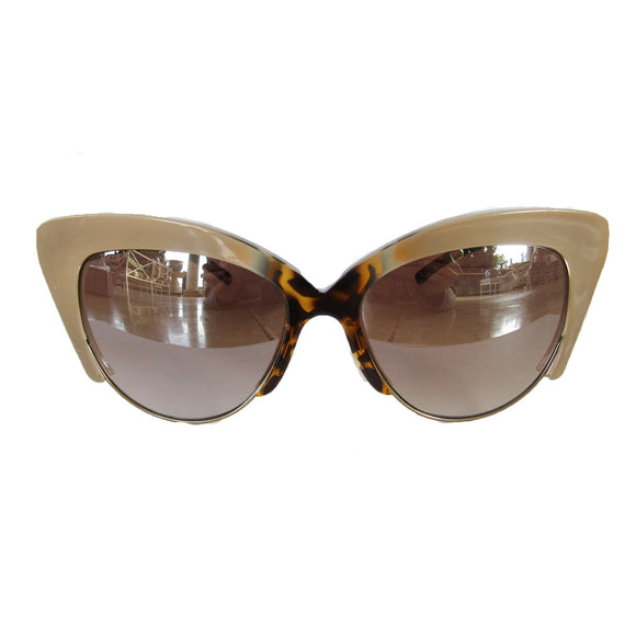 Cat Eye Nude Coloured Sunglasses w/ Turtle Print Details