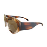 Mask Style Honey Coloured Sunglasses w/ Wooden Pattern Arms and Hazel Lenses