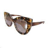 Cat Eye Animal Print Sunglasses w/ Silver Mirrored Lenses