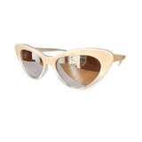 Small Light Nude Coloured Cat Eye Style Sunglasses w/ Silver Mirrored Lenses