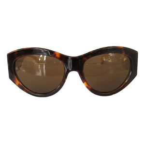 Mask Style Turtle Print Sunglasses w/ Ivory-Coloured Arms and Hazel Lenses