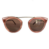 Round Light Pink Coloured Suglasses w/ Cat Eye Detail