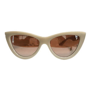 Belle Collection - Ice Coloured Cat Eye Sunglasses w/ Silver Mirrored Lenses