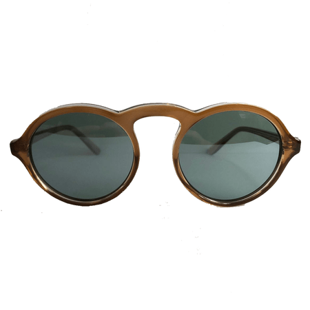 Belle Collection - New Round Champagne Coloured Sunglasses w/ Green Mirrored Lenses