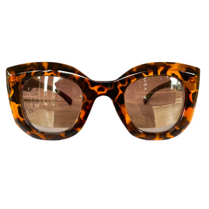 Light Collection - Turtle Print Sunglasses w/ Silver Mirrored Lenses and Burgundy Arms