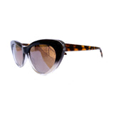 Small Black and Crystal Coloured Cat Eye Style Sunglasses w/ Silver Mirrored Lenses