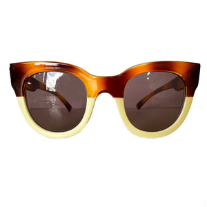 Square Caramel and Ivory Coloured Sunglasses w/ Hazel Lenses