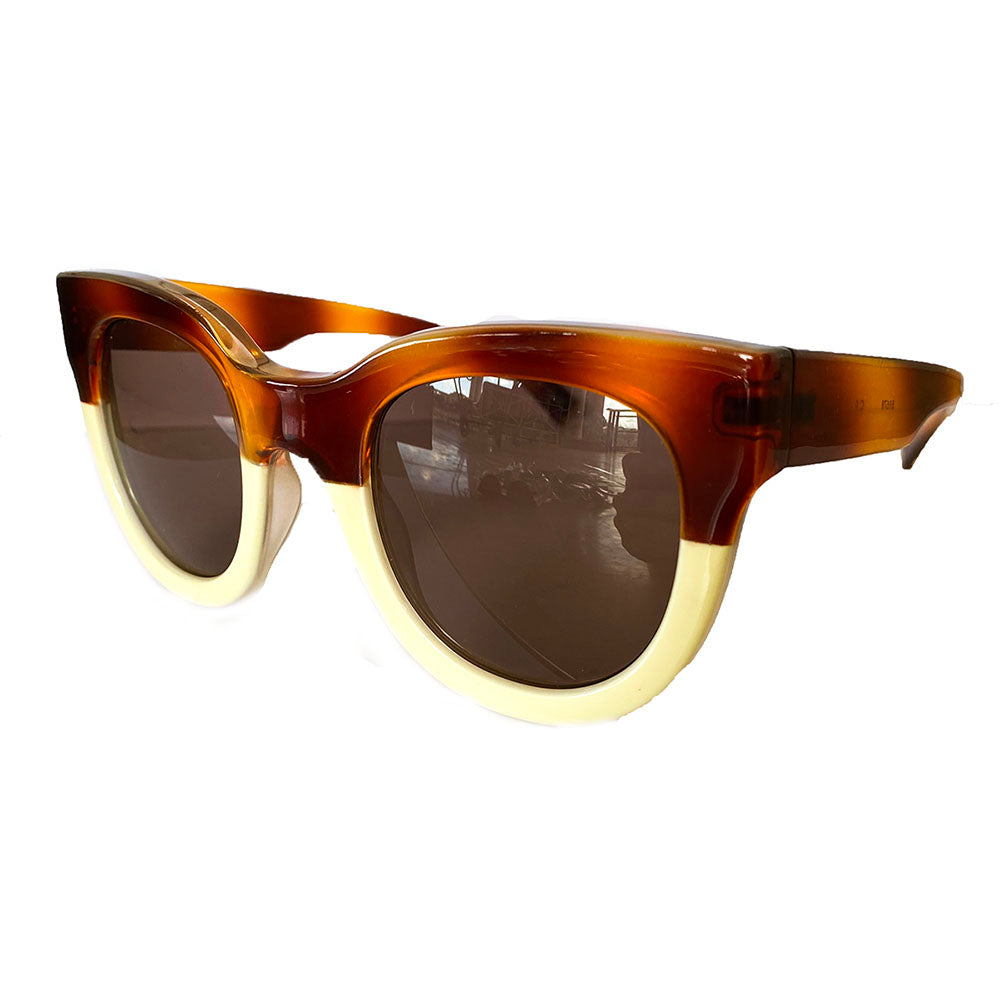 Square Caramel and Ivory Coloured Sunglasses w/ Hazel Lenses