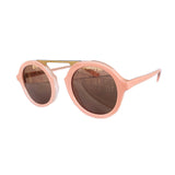 Belle Collection - Light Pink Coloured Round Sunglasses w/ Brown Lenses