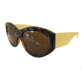Mask Style Turtle Print Sunglasses w/ Ivory-Coloured Arms and Hazel Lenses