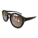 Round All Black  Coloured Sunglasses w/ Silver Mirrored Lenses
