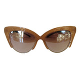 Cat Eye Nude Coloured Sunglasses w/ Silver Mirrored Lenses