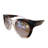 Square Turtle Print and Crystal Coloured Sunglasses w/ Silver Mirrored Lenses