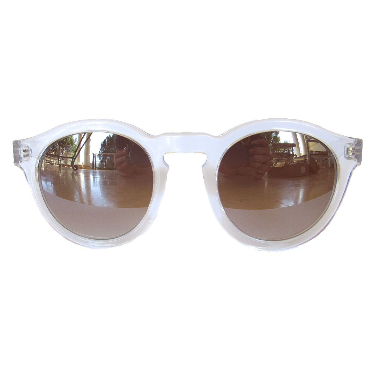Round All Transparent Sunglasses w/ Silver Mirrored Lenses