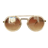 Small Round Transparent Sunglasses w/ Silver Mirrored Lenses