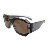 Rectangular Black Coloured Sunglasses w/ Brown Lenses